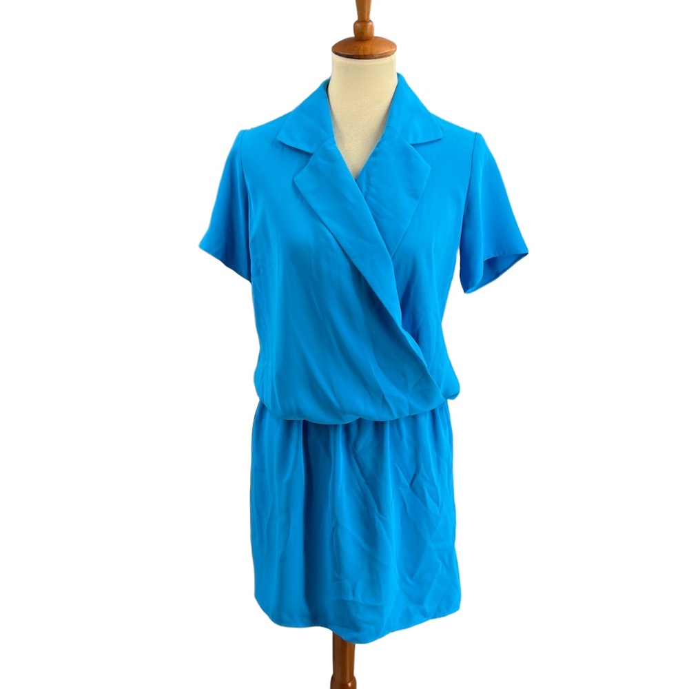 Amanda Uprichard Dress Blue Wrapβ Mini Short Sleeves Silky Small